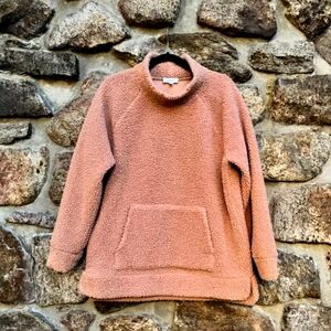 Super cozy and warm Haven mock neck fleece pullover with kangaroo pocket.